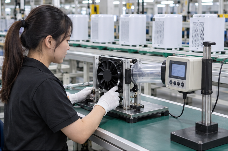 Orangeknow technician testing an appliance fan module