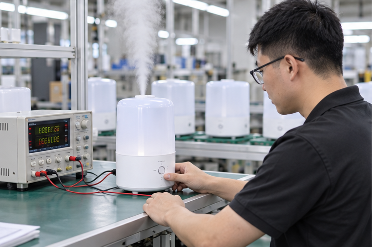 Orangeknow technician checking humidifier functions and mist output