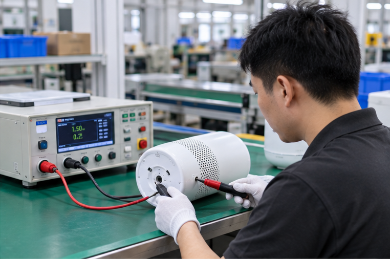 Orangeknow technician performing an electrical withstand safety test